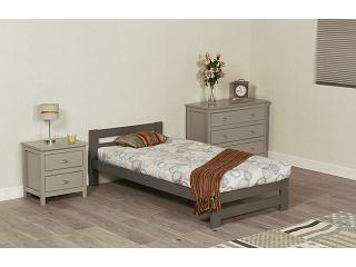 3ft Single Xiamen low to floor, grey painted bed frame